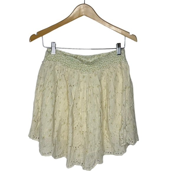 NWT Free People Jillian Floral Eyelet Lacey Mini Skirt L - Picture 7 of 15